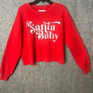 Grayson Threads Woman Medium Red‎ Santa Baby'  Crop Sweatshirt